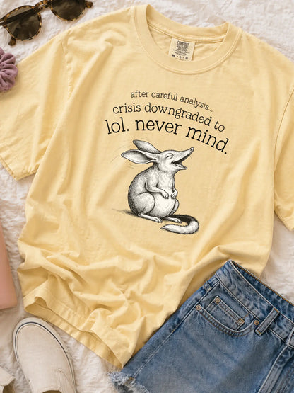 Faffle & Co Bilby Crisis Tee in butter styled flat lay