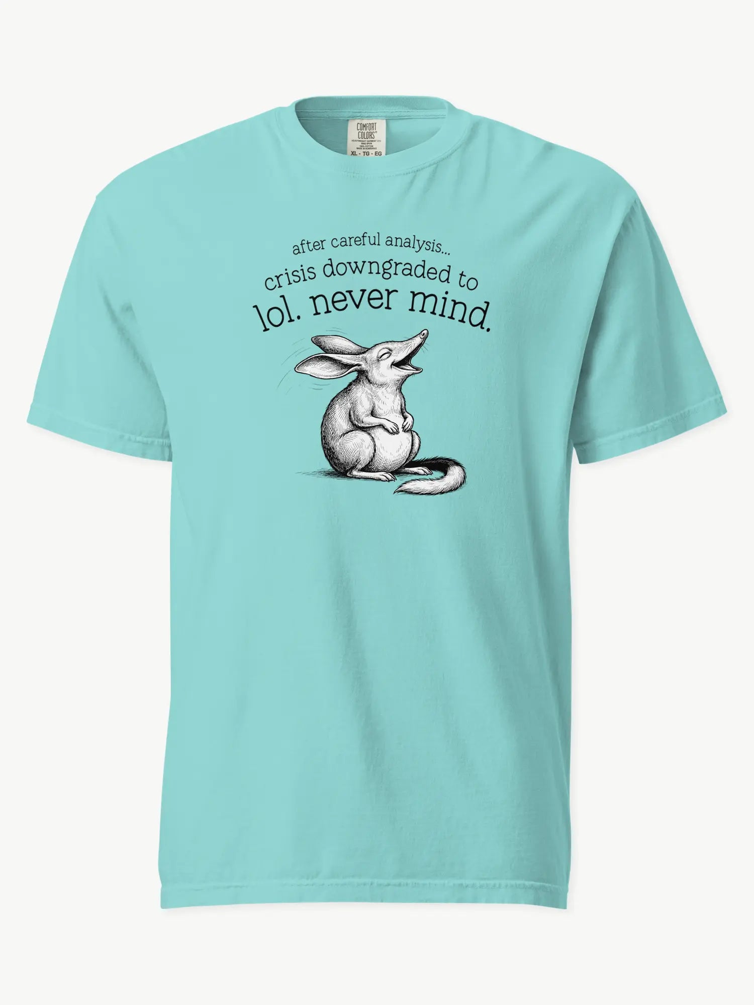 Faffle & Co Bilby Crisis Tee in lagoon blue