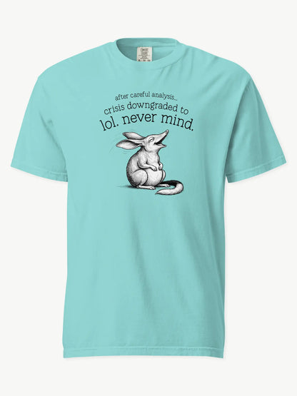 Faffle & Co Bilby Crisis Tee in lagoon blue