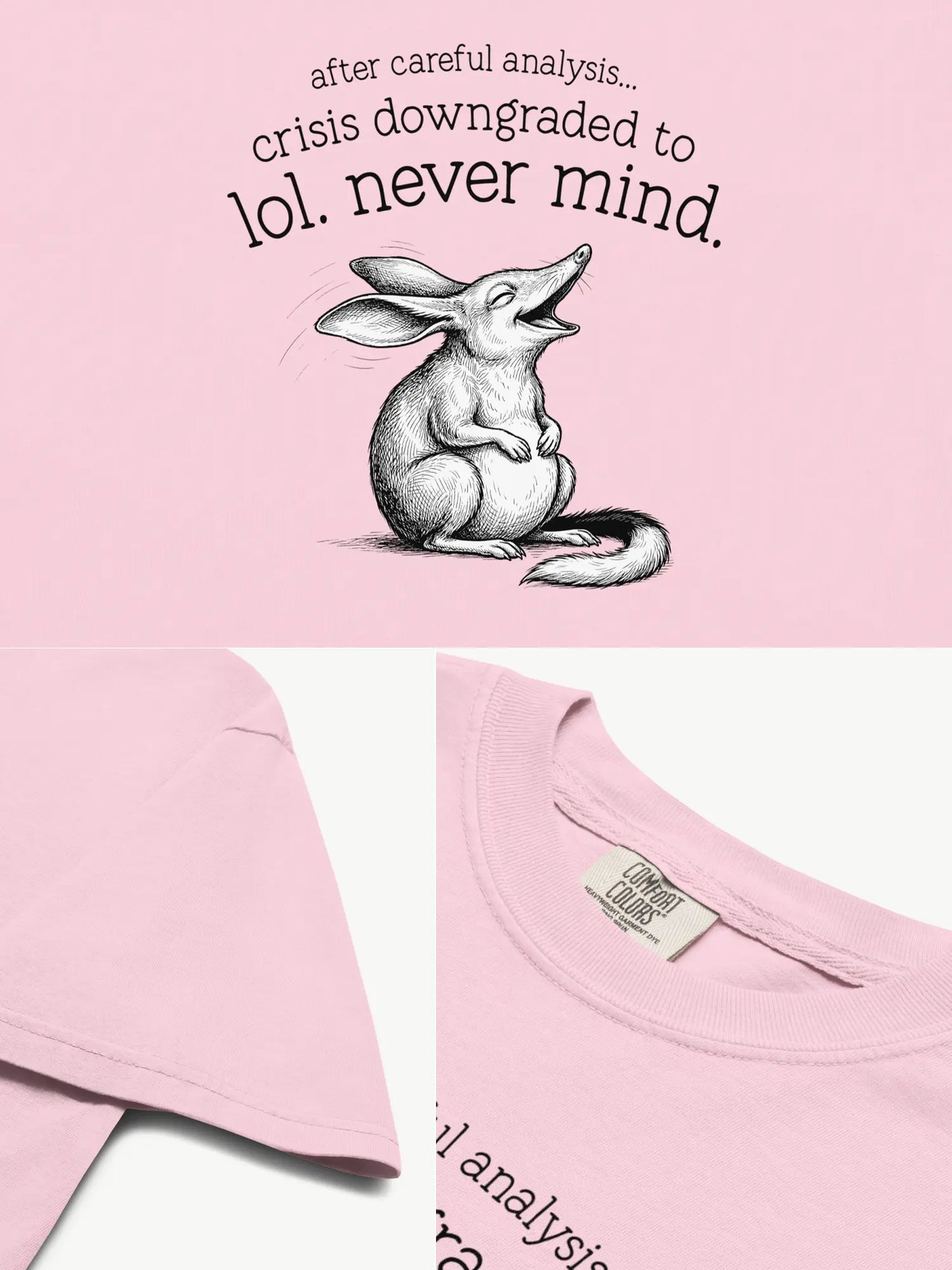 Close-up details of the Faffle & Co Bilby Crisis Tee in blossom