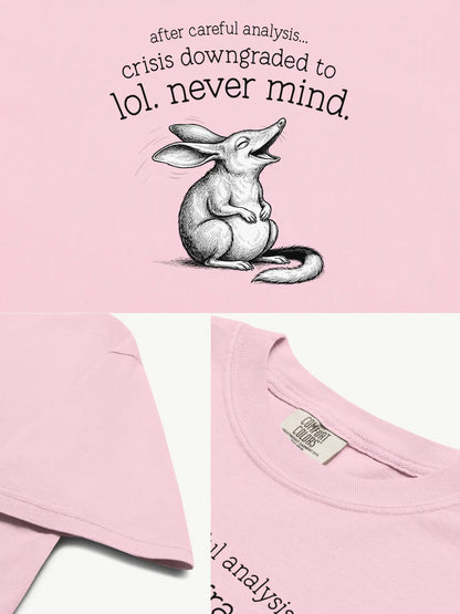 Close-up details of the Faffle & Co Bilby Crisis Tee in blossom
