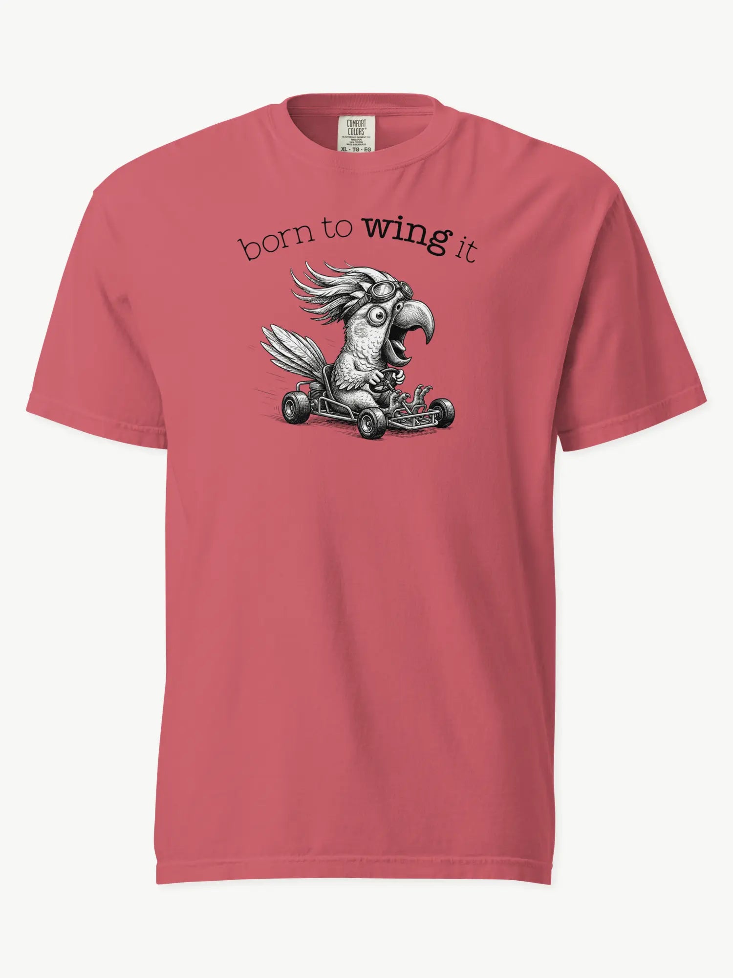 Born to Wing It cockatoo t-shirt in watermelon