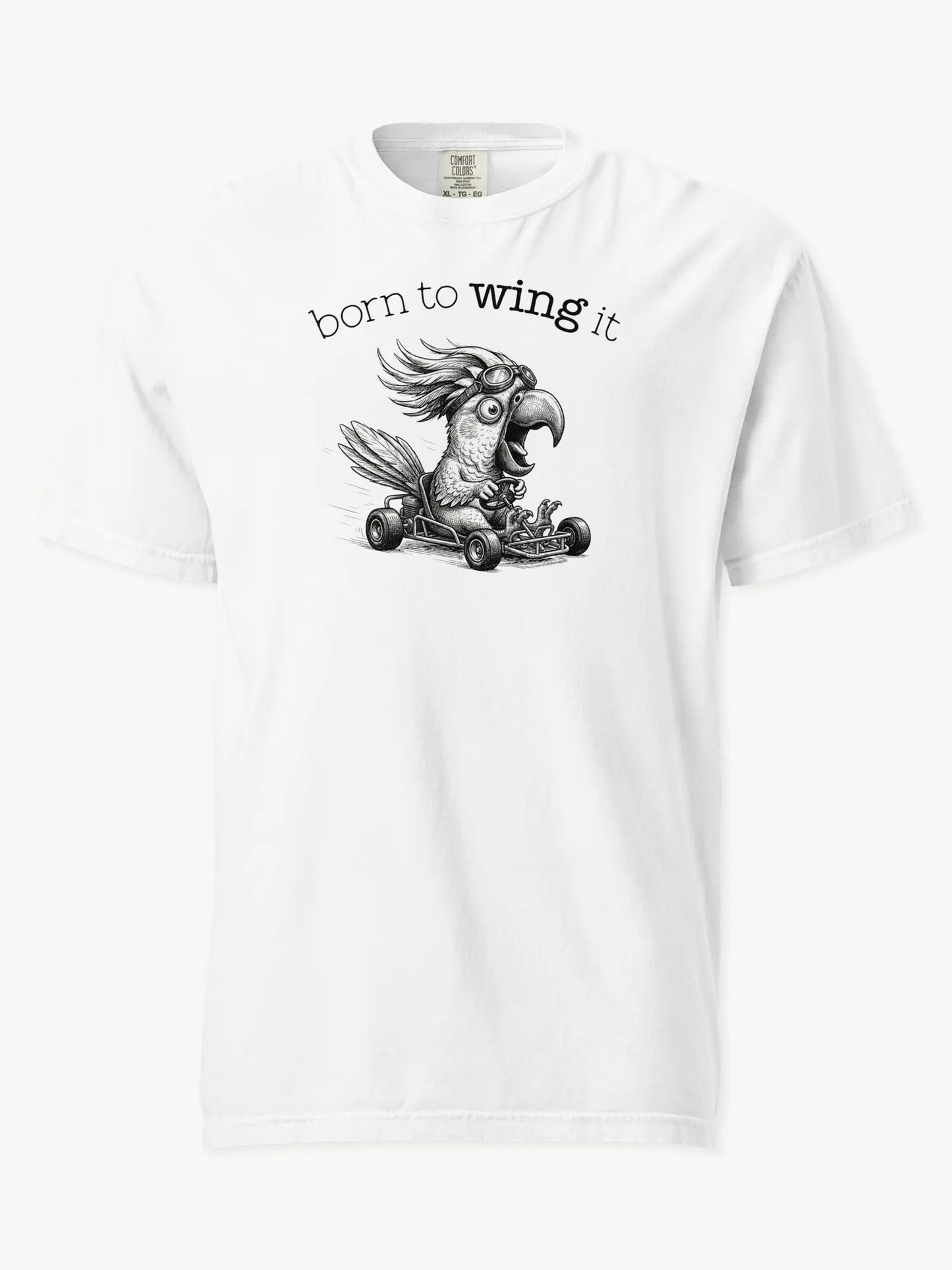 Born to Wing It cockatoo t-shirt in white