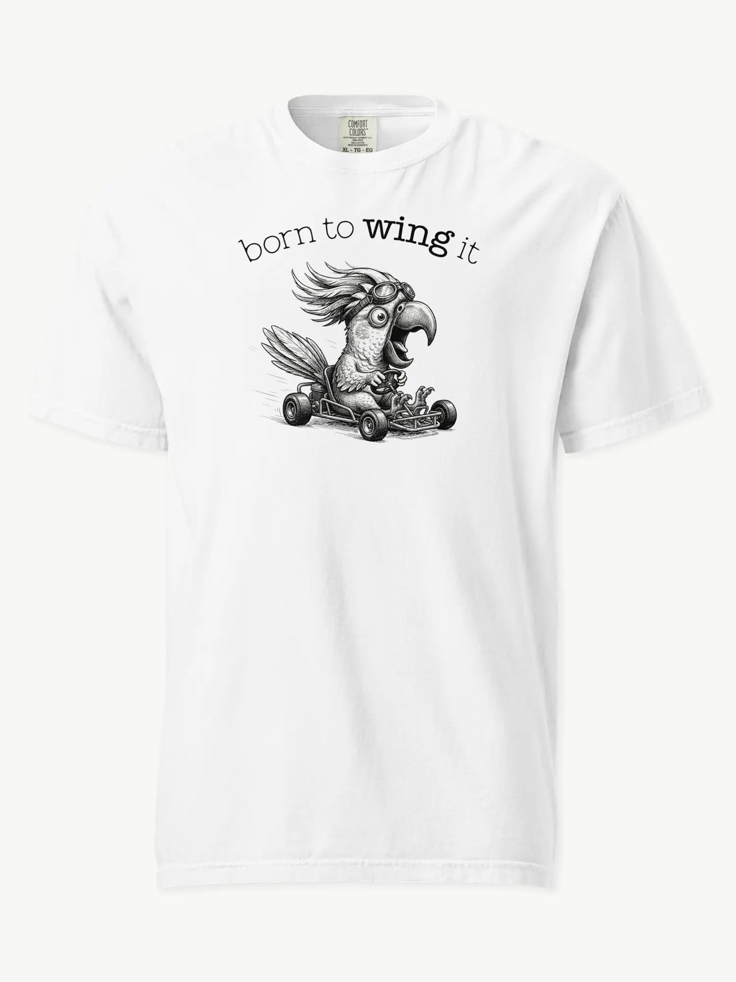 Born to Wing It cockatoo t-shirt in white