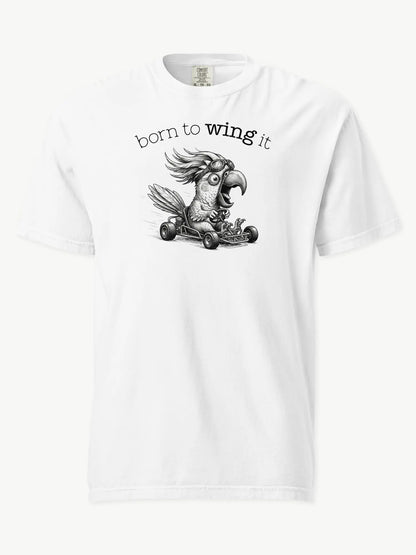 Born to Wing It cockatoo t-shirt in white