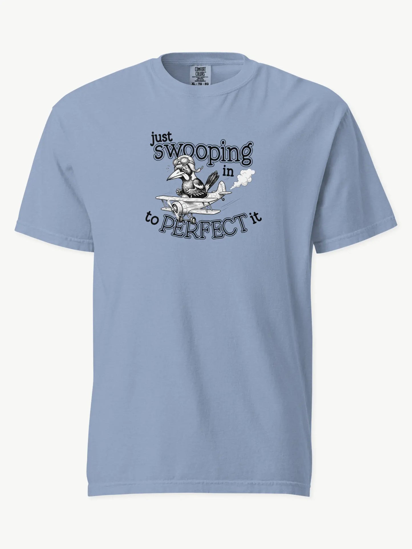 Just Swooping In magpie t-shirt in washed denim