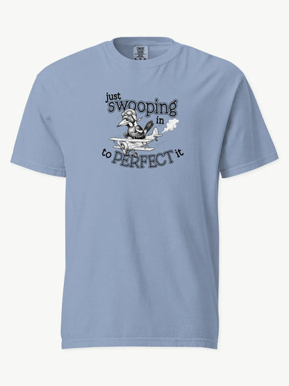 Just Swooping In magpie t-shirt in washed denim