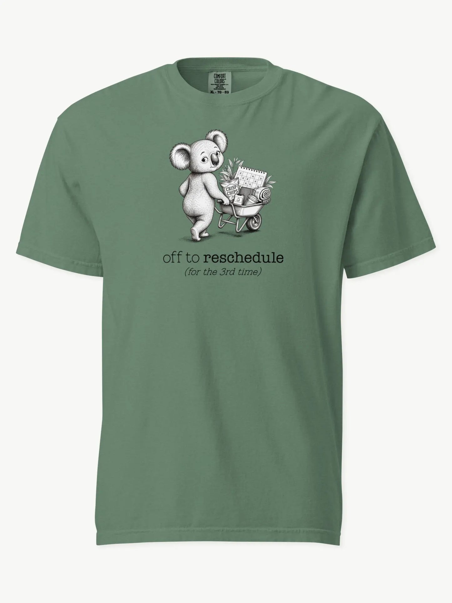Off to Reschedule koala t-shirt in light green