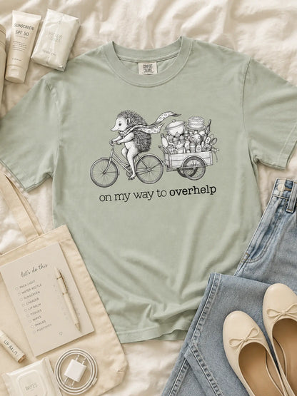 Over-helping Echidna Tee in bay styled flat lay