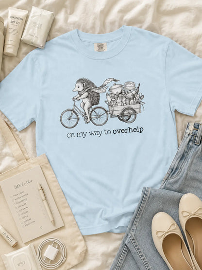 Over-helping Echidna Tee in chambray styled flat lay
