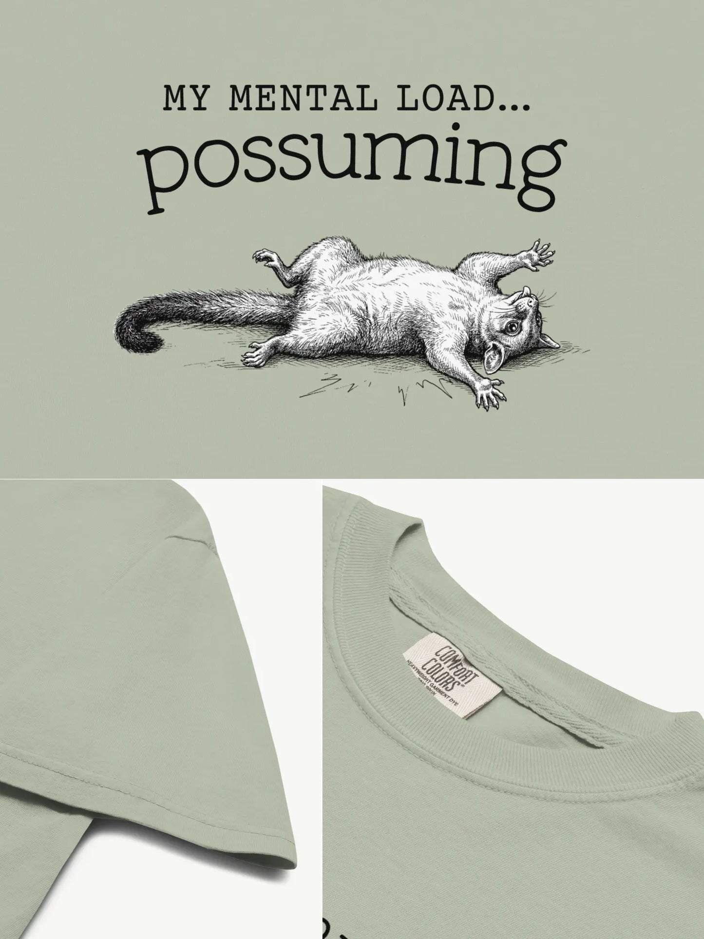 Close-up details of the Faffle & Co Possuming Tee in bay