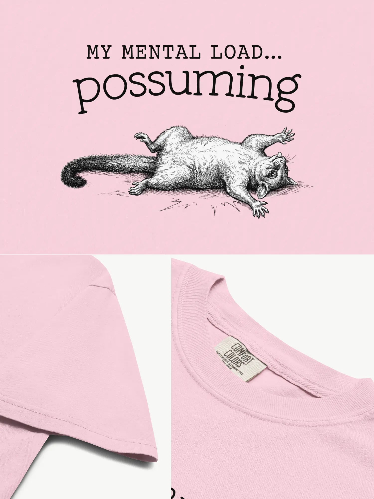 Close-up details of the Faffle & Co Possuming Tee in blossom