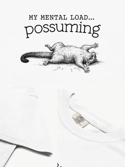Close-up details of the Faffle & Co Possuming Tee in white