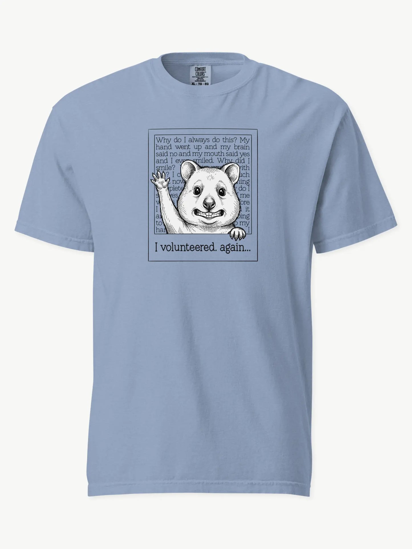 Faffle & Co Quokka Volunteer Tee in washed denim