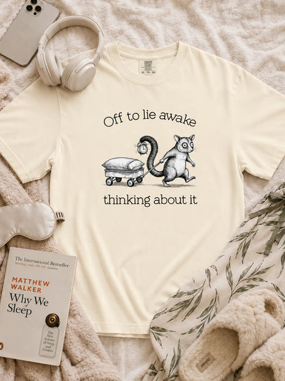 Faffle & Co Sleepless Possum Tee in ivory styled flat lay