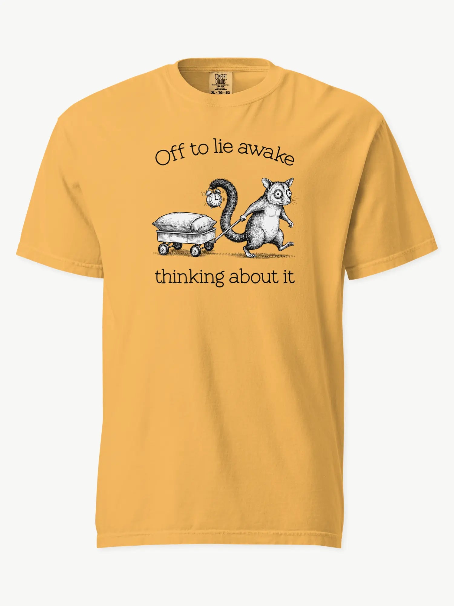 Faffle & Co Sleepless Possum Tee in mustard