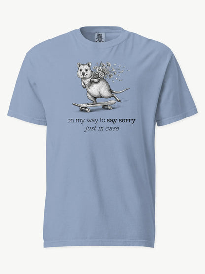 The Sorry Quokka t-shirt in washed denim