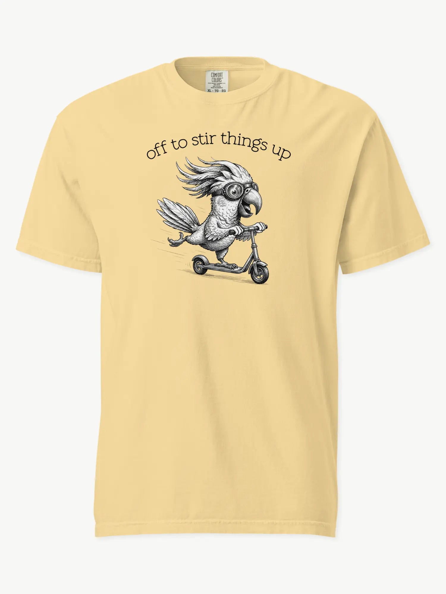 Off to Stir Things Up cockatoo t-shirt in butter