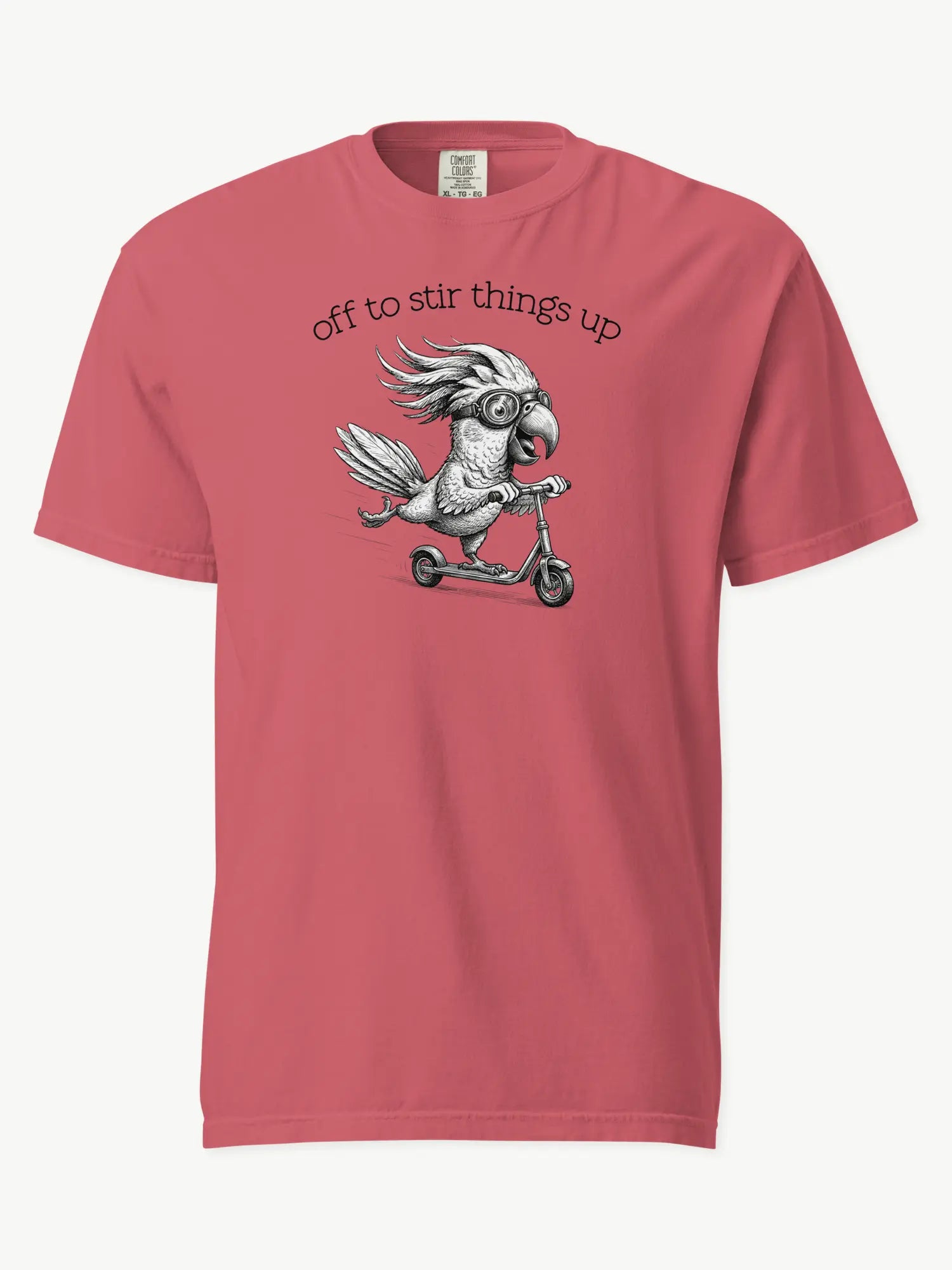 Off to Stir Things Up cockatoo t-shirt in watermelon