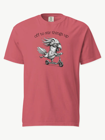 Off to Stir Things Up cockatoo t-shirt in watermelon