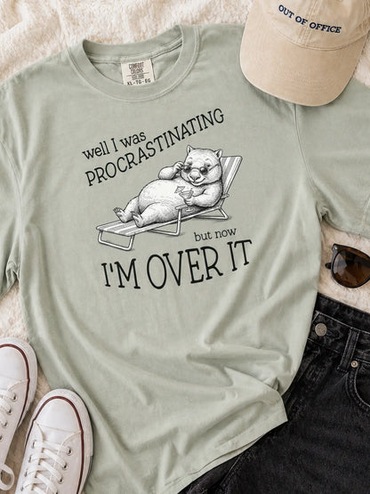 Faffle & Co Wombat Procrastinator Tee in bay styled flat lay