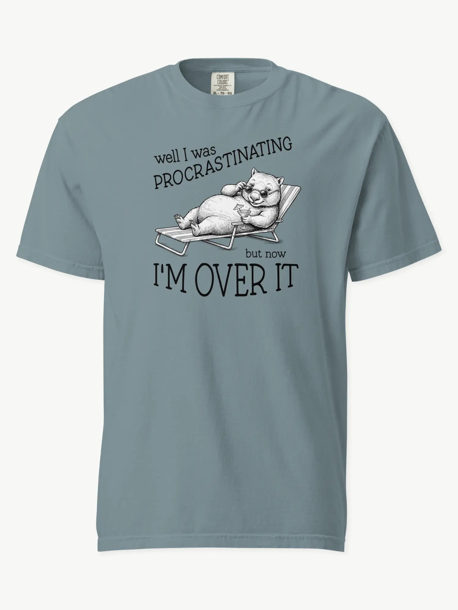 Faffle & Co Wombat Procrastinator Tee in ice blue